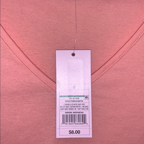 Coral Slightly dropped V neck. Never worn - Picture 2 of 2